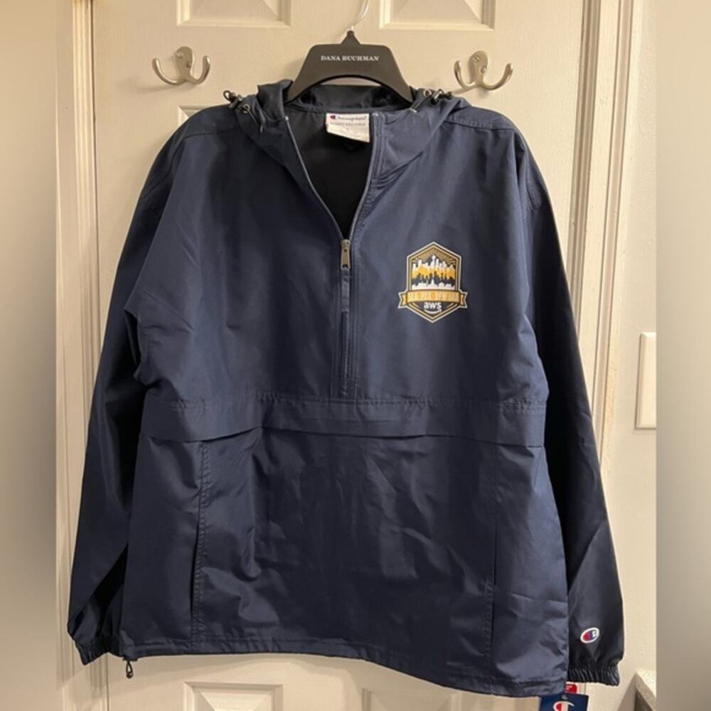 Unisex NWT CHAMPION Stadium Gear Navy Blue Performance Jacket Sz L - Picture 3 of 11